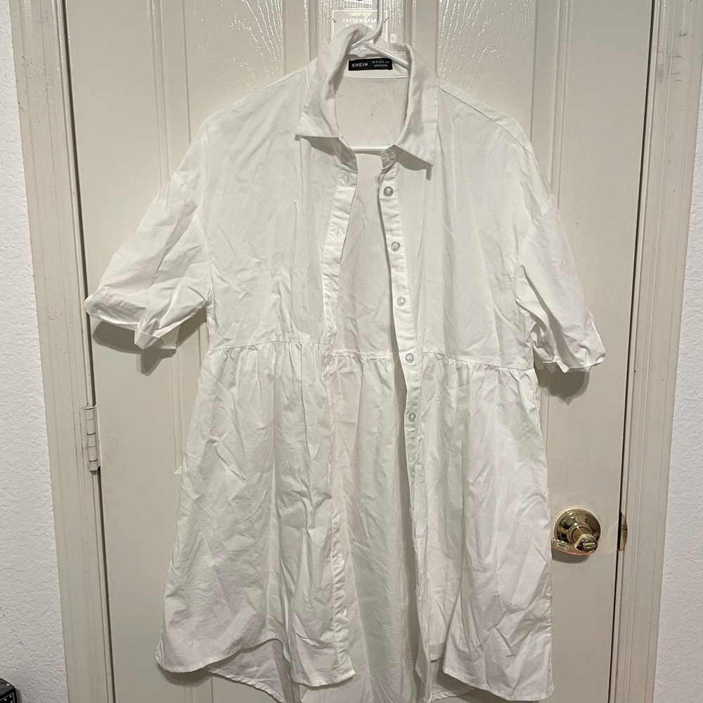 SHIEN XS white button down dress